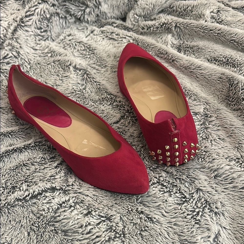 Alexander McQueen Pink Studded Suede Flats